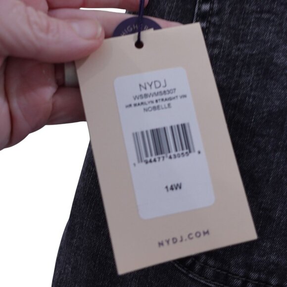 NWT NYDJ Marilyn Straight Higher Rise Ankle Jeans Sz 14W Nobelle Denim Slim Fit - Picture 6 of 11